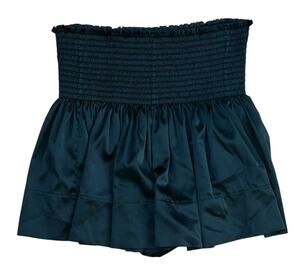 Natural Life Daisy Smocked Waist Teal Green Satin Shorts Women's XS/S